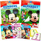Mickey Mouse Clubhouse Workbook and Flashcard Learning Bundle (Set of 4) includes (1) Numbers & Counting Learning Flash Cards + (1) Colors and Shapes Learning Flash Cards + (1) Alphabet Learning Workb