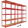 Monster Shop - Monster Racking - 3 Rayonnages Z-Rax en Acier Sans Boulons Rouges 90cm x 183cm x 45cm