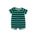 Just One You Made by Carter's Short Sleeve Onesie: Green Stripes Bottoms - Size 0-3 Month