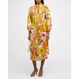 Silas Relaxed Floral Linen Midi Shirtdress