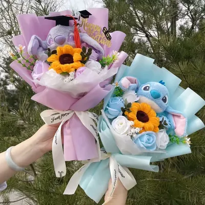 Cartoon Anime Stitch Plush Doll Toy Stuffed Animals Bouquet Gift Box Valentine's Day Christmas