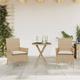 Set da Bistrò 3 pz con Cuscini Beige Polyrattan e Vetro Vidaxl