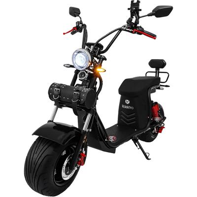 E-Motorroller ROLEKTRO "E-Chopper 45, 60V-25,6Ah Lithium-Akku, 3000 Watt", schwarz (schwarz, schwarz), Elektromotorroller, 45 km/h, bis zu 54 km Reichweite, mit USB-Anschluss und integr. Alarmanlage, B:79cm H:127cm L:192,5cm