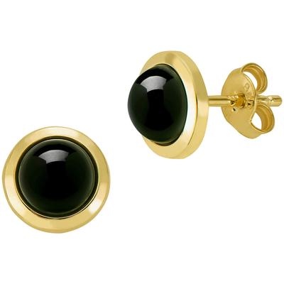 Paar Ohrstecker FIRETTI "Schmuck Geschenk Gold 333 Ohrschmuck Ohrringe Kreis rund Edelstein", schwarz (gelbgoldfarben, s