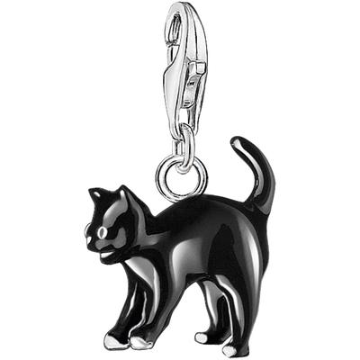 Charm-Einhänger THOMAS SABO "Schwarze Katze, 0701-007-11", silber (silberfarben, schwarz), Charms, Damen, Silber 925 (Sterlingsilber) Image