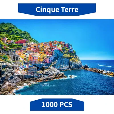 38*26cm Mini Papier Puzzle 1000PCS Cinque Terre Landschaft Erwachsene Kinder Bildungs Unterhaltung Weihnachten Geschenk Image
