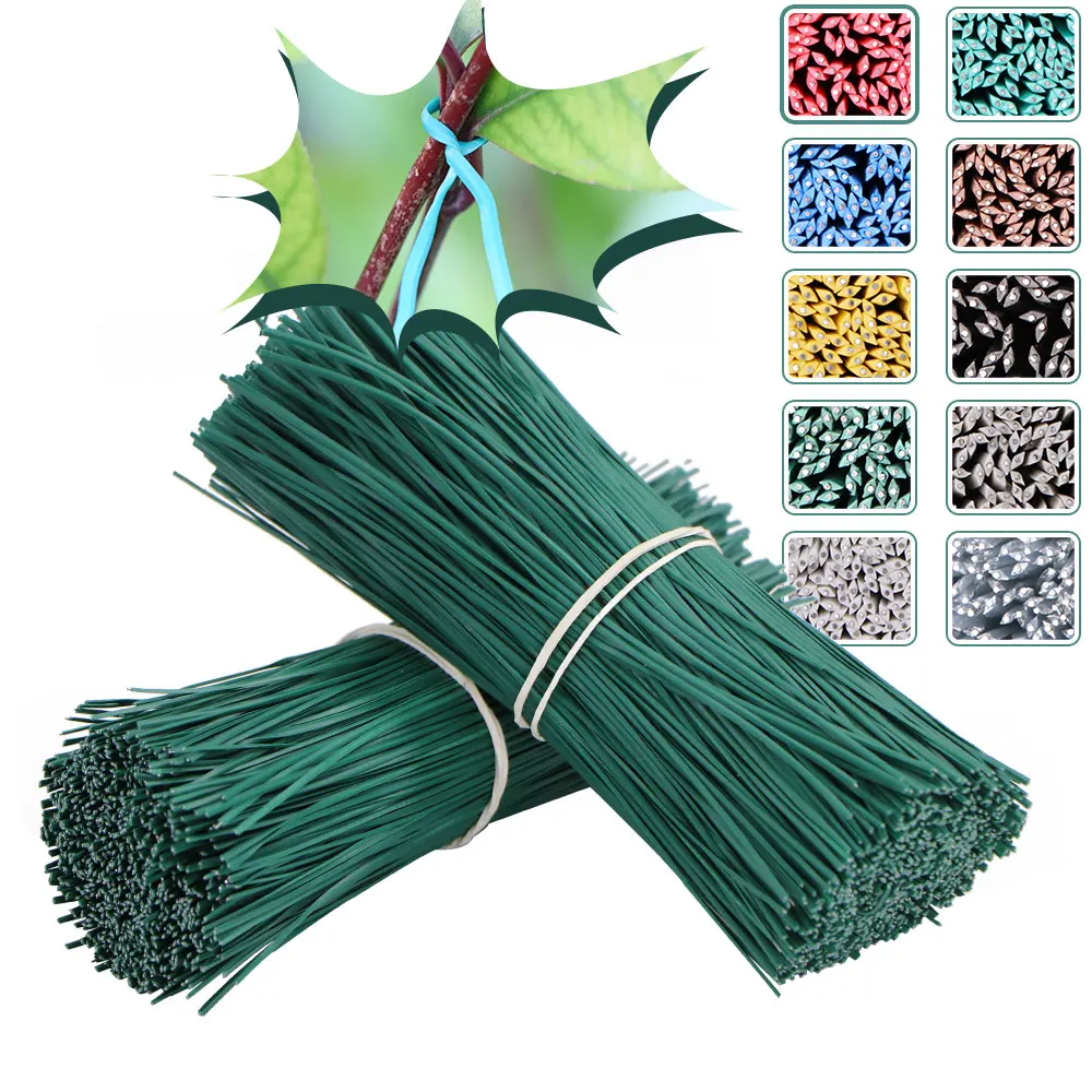 100PCS 15CM Oblate Gardening Cable Ties Colorful Reusable Iron Wire Twist Tie for Flower Plant Multifunction Coated Fix Strings Image