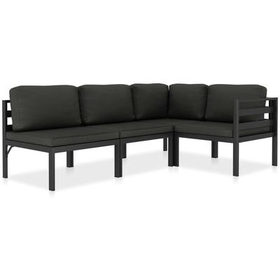 4-tlg. Garten-Lounge-Set mit Kissen Aluminium Anthrazit vidaXL Image