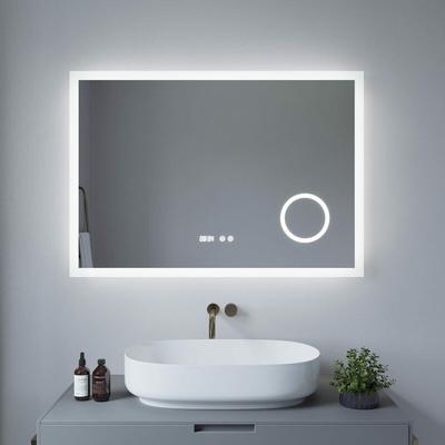Led Badspiegel 100x70cm Badezimmerspiegel Touch-schalter Wandmontag Lichtspiegel Wandspiegel mit Image
