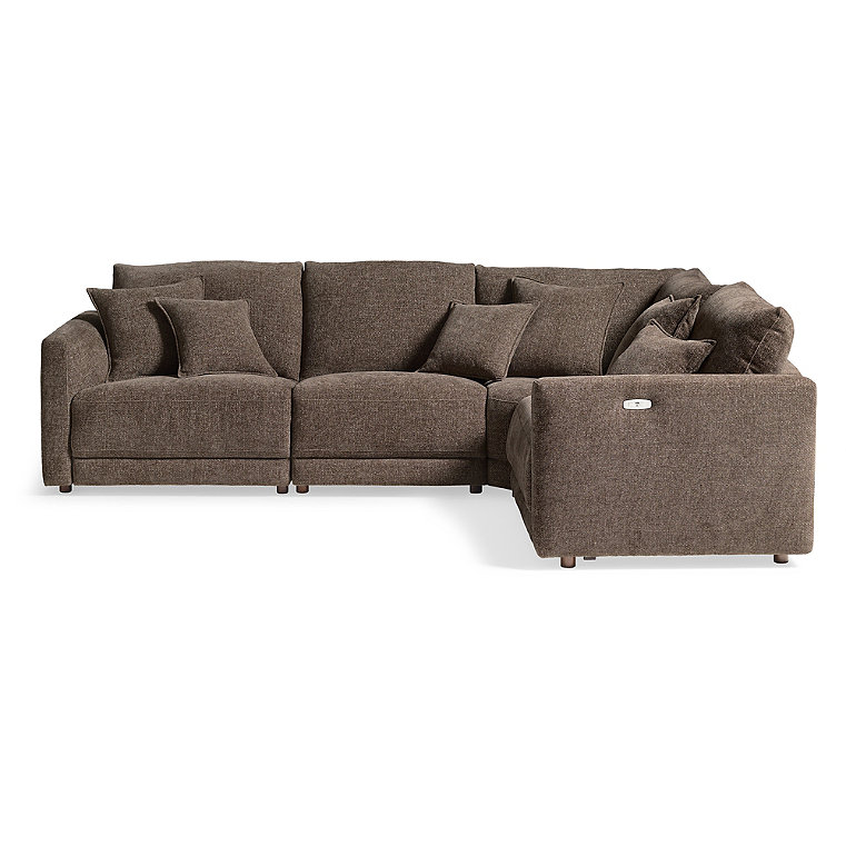 Tristan Power Sectional Seating - Pre-Configured, 4 Piece Sectional, Power Reclining 4Pc Sectional/Everett Mushroom - Grandin Road