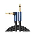 Cavo resistente, cavo audio AUX intrecciato, spina minijack angolata da 3,5 mm, 1 m, blu