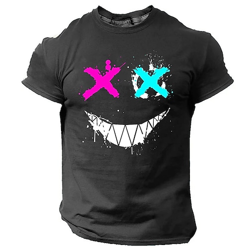 Homme Graphique Drôle Visage Souriant T-shirt Manche Courte T-shirt Impression 3D Col ras du cou Chemise Mode Designer Quotidien Noir Bleu Vert Printemps Été Vêtement Tenue S M L XL XXL XXXL