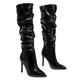 FUIPOT Knee High Boots Women Pointed Toe Stiletto Thigh High Boots Patent Leather Sexy Leather High Heel Boots Dress Tall Boots Over The Knee Boots,black patent leather,5 UK