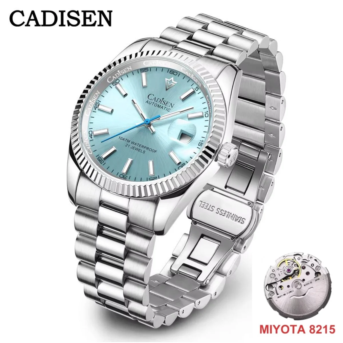 CADISEN Herren Klassische Luxus Mechanische Automatikuhr C3 Leuchtendes Saphirglas MIYOTA 8215 Uhrwerk 100M Wasserdichte Uhr für Männer Image