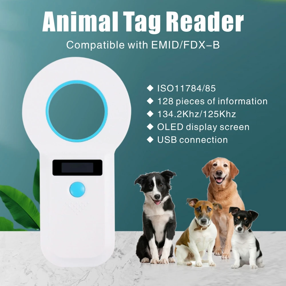 USB2.0 134,2 kHz RFID-Tierleser 15-stelliger Haustier-ID-Scanner Emid Fdx-b Iso 11784/85 Mikrochip-Tag-Registrierung für Kuhfisch-Hund Image