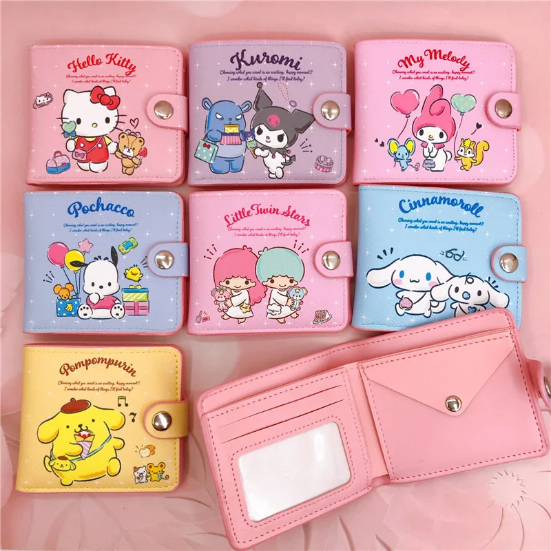 Sanrio Hello Kitty Cinnamoroll My Melody Kuromi Neue Pu Casual Geld Tasche Geldbörse Karte paket Brieftasche Mit Knöpfen ﻿