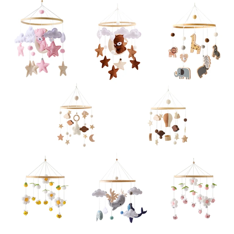 Baby Holz Krippe Mobile Bett Glocke Hängen Rassel Spielzeug Neugeborenen Spieluhr Bett Glocke Hängen Spielzeug Halter Halterung Infant Krippe Baby Geschenk Image