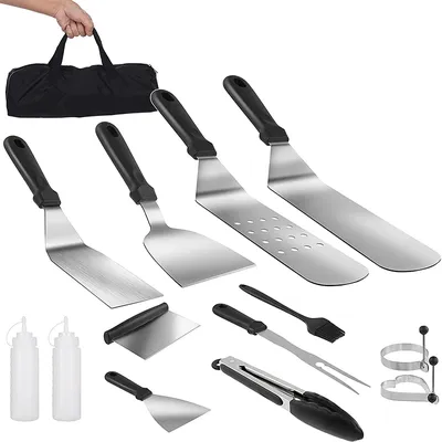 Lmetjma Grill Grill zubehör Kit 12 Stück Flach grill zubehör Set Grill Grill werkzeuge Set mit Trage tasche jt48