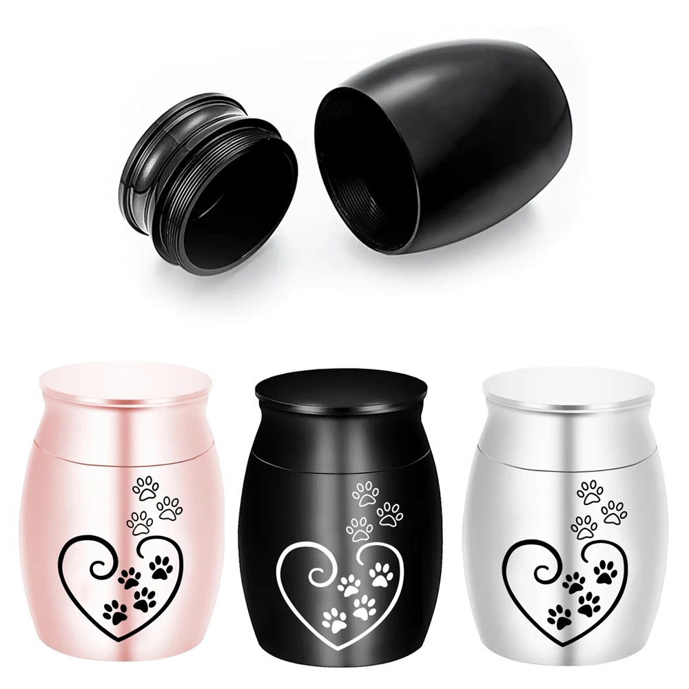 Feuerbestattung Asche Halter Urne für Haustier Asche Pfotenabdruck Katze Hund Asche Memorial Andenken Aluminiumlegierung Wasserdichte dekorative Urnen Image