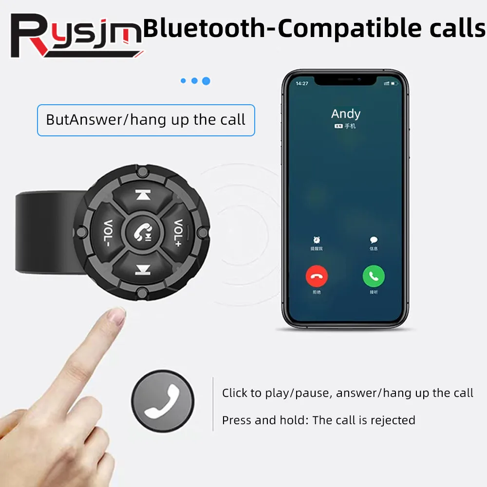 Lenkrad Musik Player Drahtlose Fernbedienung Fernbedienung Media Taste Unterstützung Bluetooth-kompatibel Telefone Anrufe Image