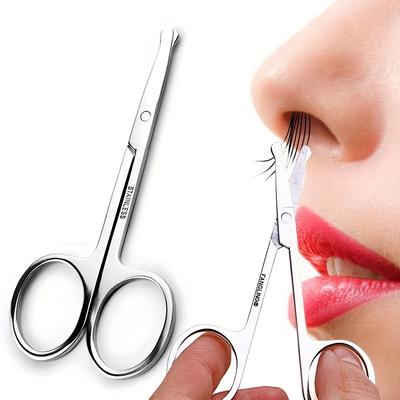 Safety Stainless Steel Nose Hair Scissors For Faci...