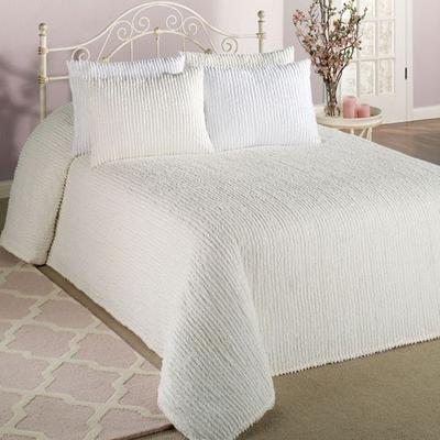 Channel Chenille Bedspread, Twin, Ivory