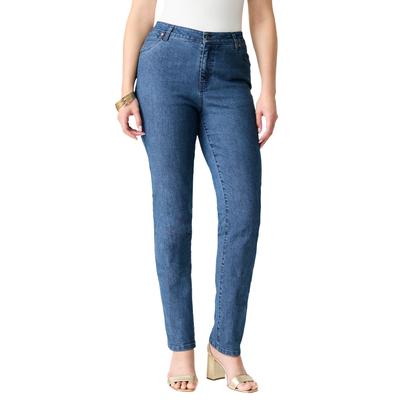 Plus Size Women's Classic Stretch Straight Leg Jean by Denim 24/7 by Roamans in Medium Stonewash (Size 36 W)