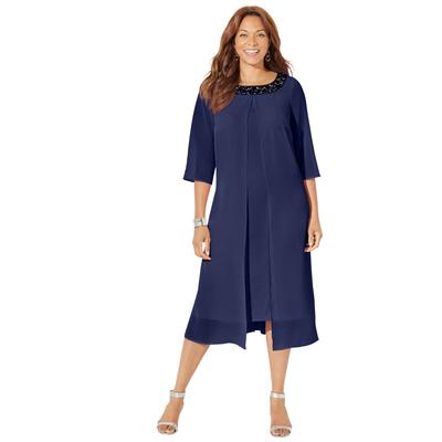 Plus Size Women's Midnight Dazzle Mesh Flyaway Dress by Catherines in Mariner Navy (Size 1X)