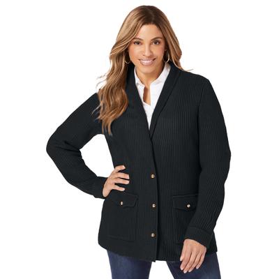 Plus Size Women's Shaker Blazer by Jessica London in Black (Size 2X)