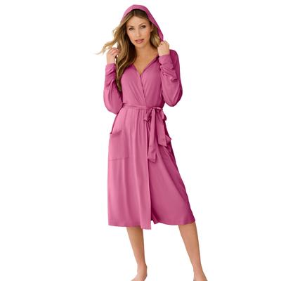 Plus Size Women's Robe With Satin Hood by Serenada in Purple Mauve (Size 2X)