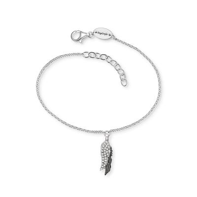 Armband ENGELSRUFER "Flügelduo, ERB-WINGDUO-ZI-BIB", weiß (silberfarben, schwarz, kristallweiß, kristallweiß), Armbänder, Damen, Silber 925 (Sterlingsilber), Armband Armkette, mit Zirkonia (synth.) Image