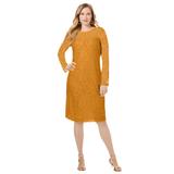Plus Size Women's Stretch Lace Shift Dress by Jessica London in Rich Gold (Size 16)