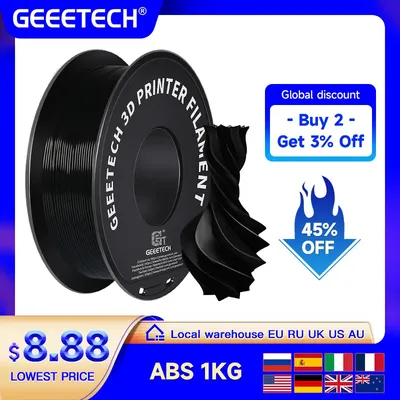 Geeetech ABS 3D Filament 1.75mm 1KG plastic, 3D Printer Material, Tangle-Free, Non-Toxic, Vacuum