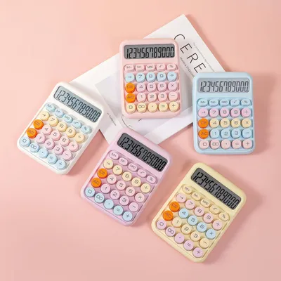 Mechanical Calculator 12 Digit Large LCD Display Big Round Button Cute Candy Colored Calculator