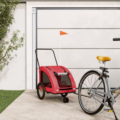 vidaXL Pet Bike Trailer Red Oxford Fabric and Iron - 53.9" x 26.8" x 28.3"