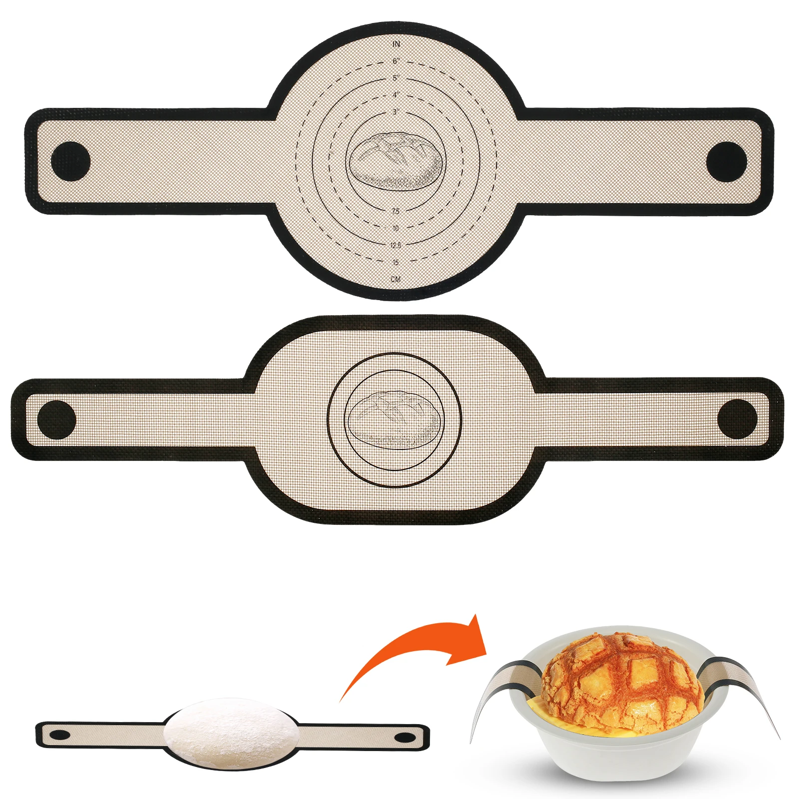 4/2 stücke Brot Backen Matte Teig Transfer Pad Silikon Langen Griff Sling Nicht-Stick Brot Kneten Pad Küche kochen Bäckerei Werkzeug Image