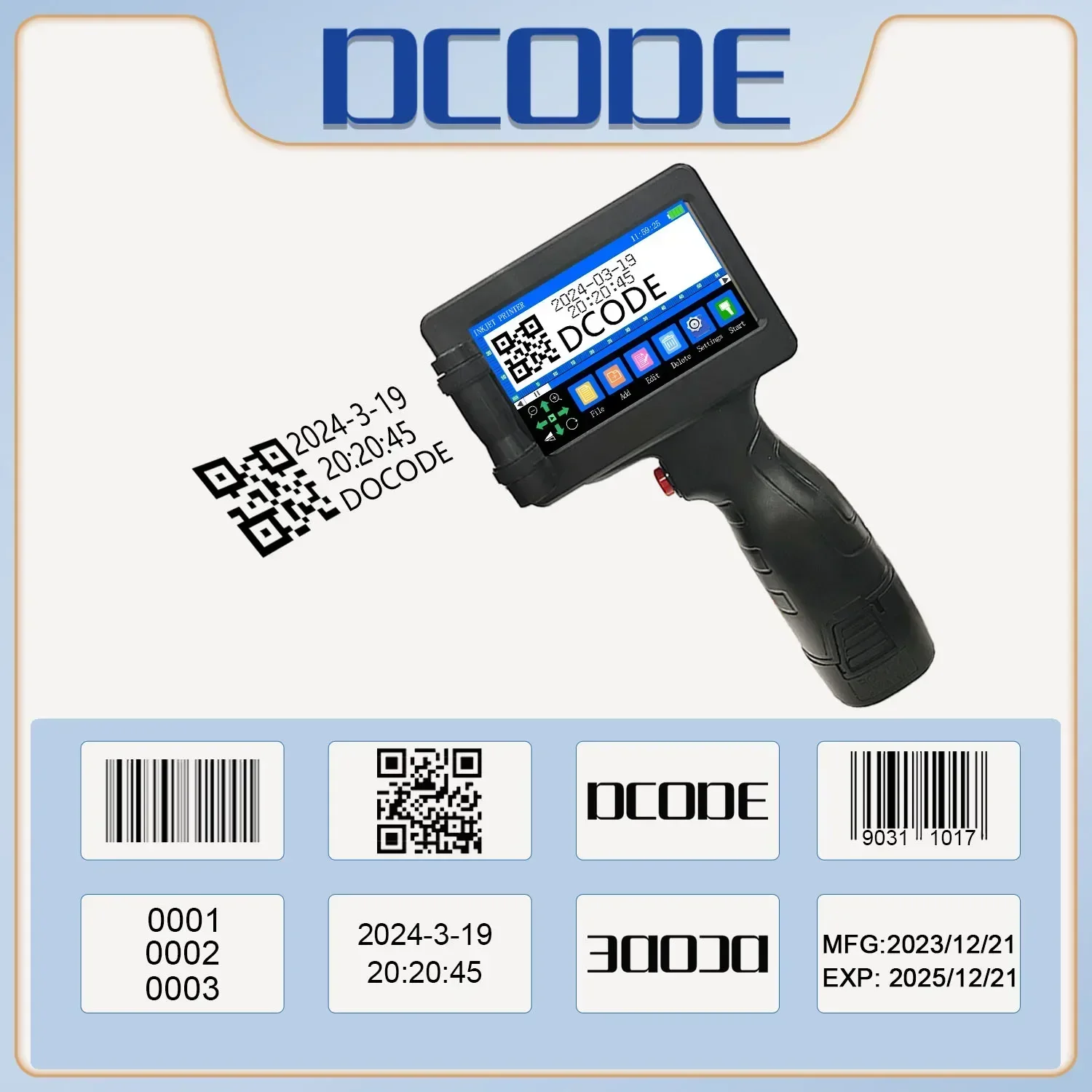 DCODE 1755PLUS 12,7 mm Thermo-Tintenstrahldrucker Text QR Barcode Batch Number Logo Label Print Tragbarer Drucker mit schnell trocknender Tinte Image