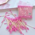 100 Stück rosa Doppelkopf Wattes täbchen Stick weibliche Make-up Entferner Wattes täbchen Spitze für