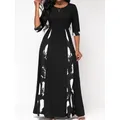 Plus Size 1XL-5XL abito elegante da donna con stampa e gonna alla caviglia girocollo manica centrale