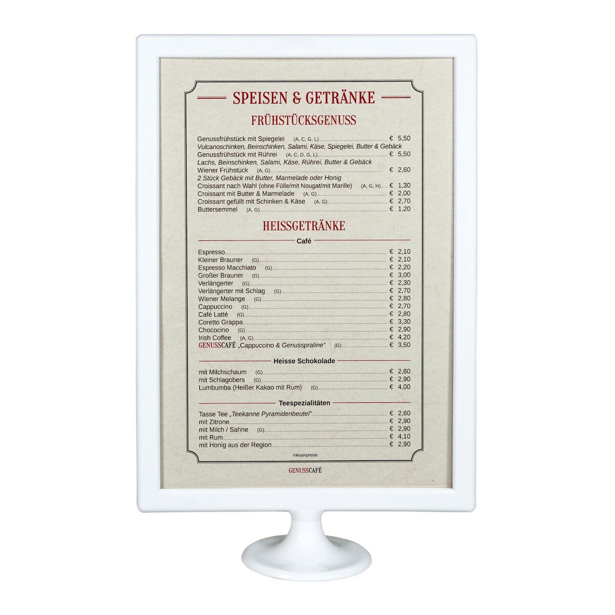 8x Tischaufsteller aus ABS weiss A4 Image