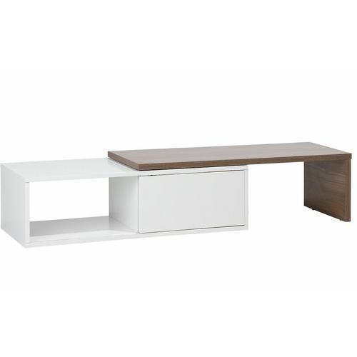 Tv Möbel Dunkler Holzfarbton Weiß mdf Platte 29\32 x 110\159 x 40 cm Modern Elegant Glamourös