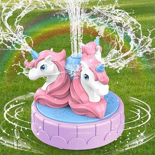Einhorn Sprinkler für Kinder Außenspielzeug für Kleinkinder 2-4 3-5 mit rotierendem Spray zum Anbringen an den Gartenschlauch Sommer Aktivitäten im Freien Garten Spiel Spritzender Spaß Spielzeug für