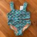 J. Crew Swim | J. Crew Girls' Printed Ruffle-Strap Swimsuit Set* | Color: Blue/Green | Size: 6-7