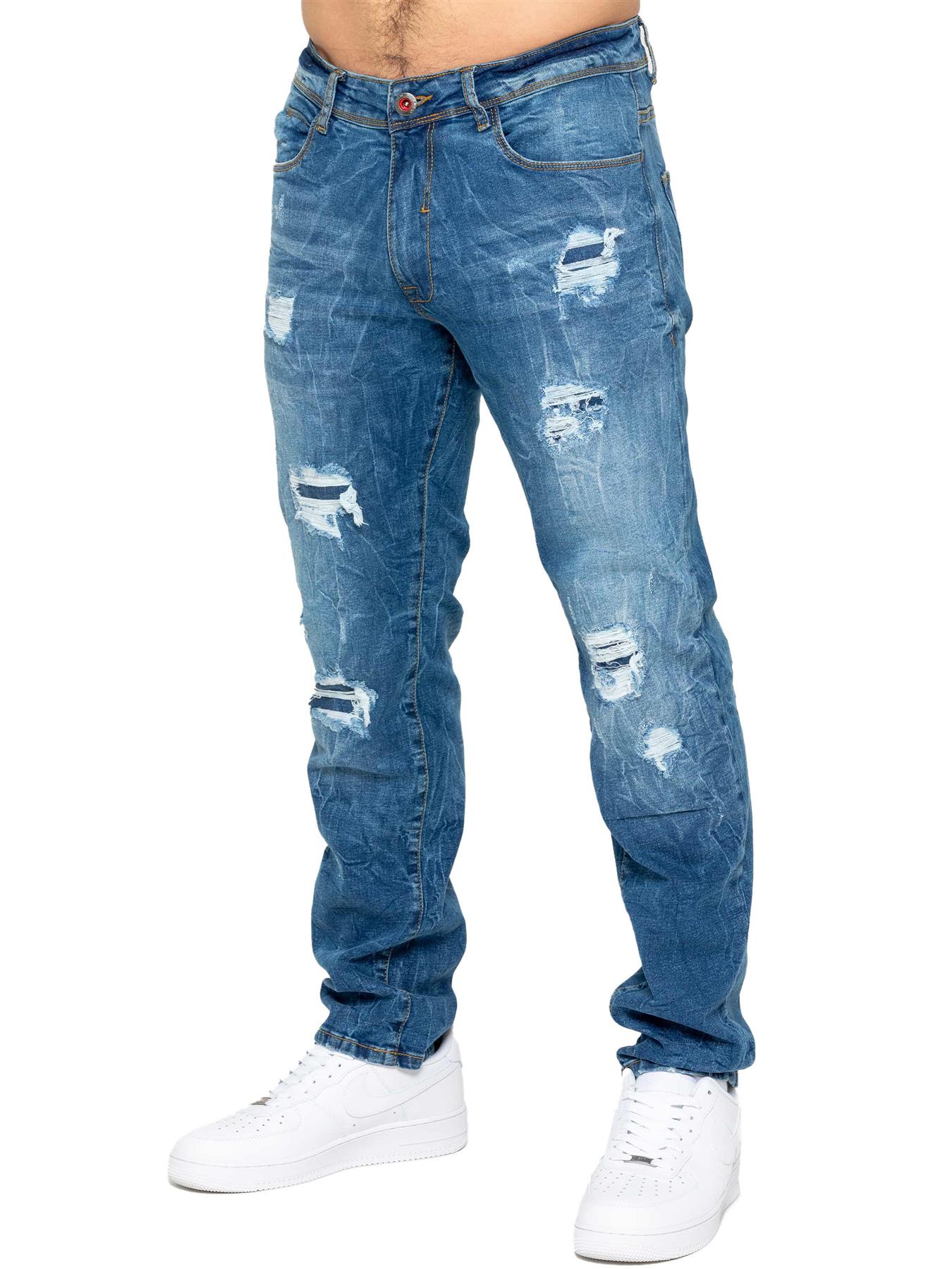 Enzo | Herren Ripped Denim Jeans 30 (Größe)