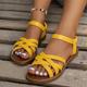 Sandales plates à bretelles pour femmes, chaussures de plage d'été, grande taille, chaussures de marche en plein air, sandales à enfiler, noir, blanc, jaune