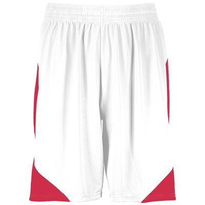 Augusta Sportswear 1733 Step-Back Basketball Shorts in White/Red size Large | Polyester