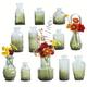 Vintage Glass Vase Set Of 12, Assorted Mini Transparent Flower Vases, Patterned With Floral Design, Decorative Tabletop Vases For Wedding Decor, Charming Country Style Home Dining Table Centerpieces
