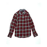 Lands' End Long Sleeve Button Down Shirt: Red Plaid Tops - Kids Girl's Size 6