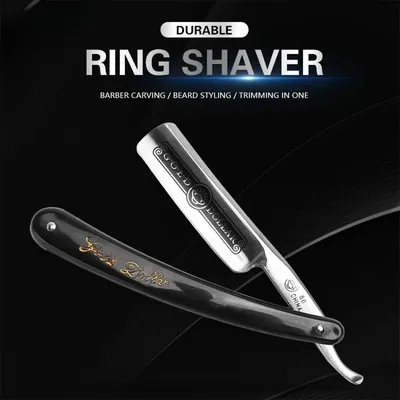 Men Classics Manual Straight Edge Razor Stainless Steel Straight Shaver Black Folding Knife