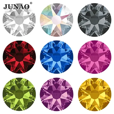 JUNAO SS10 SS16 SS20 SS30 16 Cut Facets Top Quality 2088 Glass Rhinestones Flatback Strass Non Hotfix AB Crystal Stone For DIY